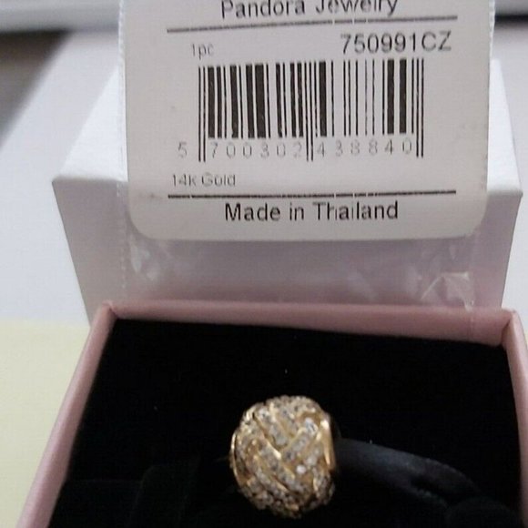 Pandora 14K GOLD  SPARKLING LOVE KNOT CHARM 750991CZ - Picture 3 of 12
